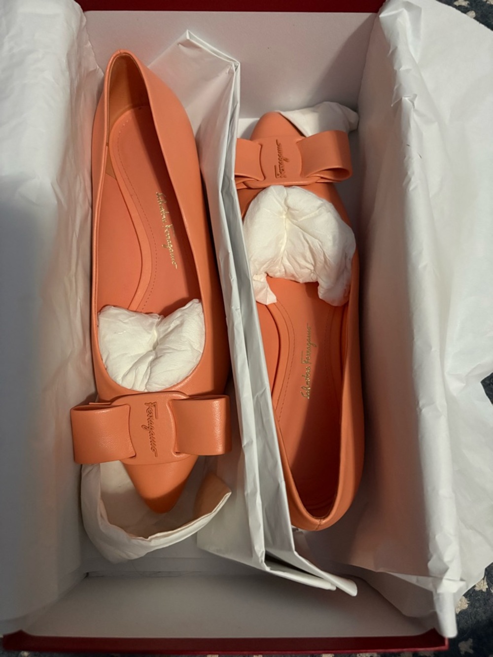Salvatore Ferragamo New Lobster Mousse Viva Bow Ballerina Flats Shoes 7D 0744539